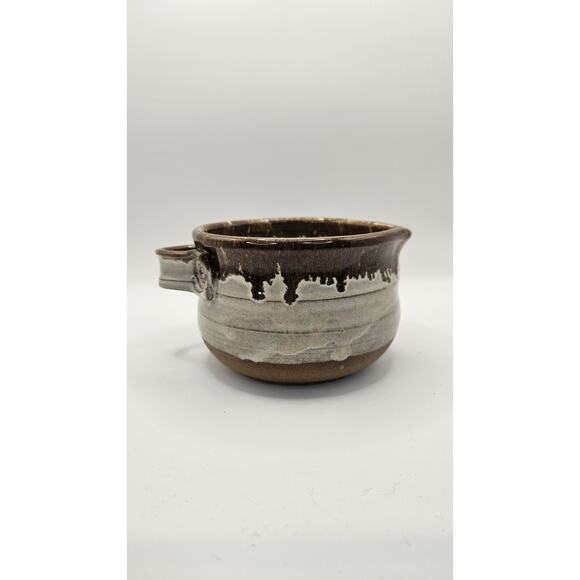 Handmade Studio Pottery Mug Pitcher Brown Glazed Pottery Signed 3.5" - Picture 3 of 8